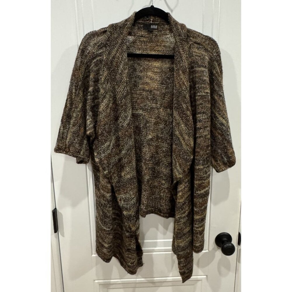 ANA Short-Sleeve Waterfall Cardigan Brown GUC